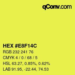 Color code: HEX #E8F14C | qconv.com