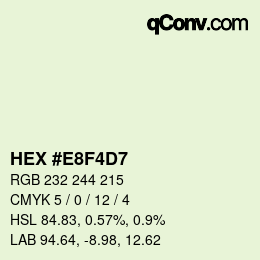 Código de color: HEX #E8F4D7 | qconv.com