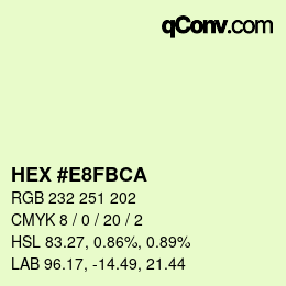 Color code: HEX #E8FBCA | qconv.com