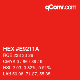 カラーコード: HEX #E9211A | qconv.com