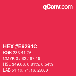 Color code: HEX #E9294C | qconv.com