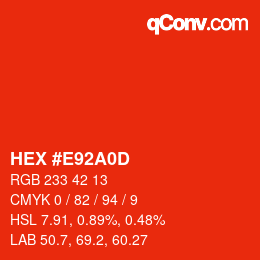 Color code: HEX #E92A0D | qconv.com