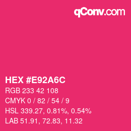 Color code: HEX #E92A6C | qconv.com