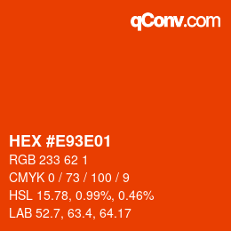カラーコード: HEX #E93E01 | qconv.com