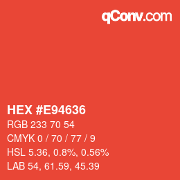 カラーコード: HEX #E94636 | qconv.com