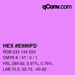 Farbcode: HEX #E986FD | qconv.com