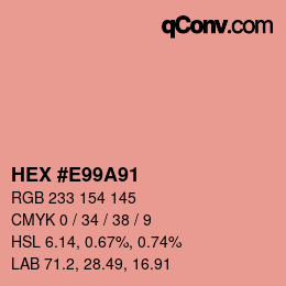 颜色代码: HEX #E99A91 | qconv.com