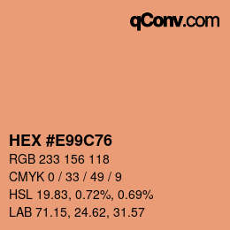 カラーコード: HEX #E99C76 | qconv.com