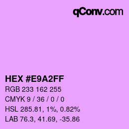 Color code: HEX #E9A2FF | qconv.com