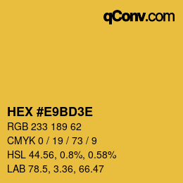 Color code: HEX #E9BD3E | qconv.com