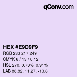 カラーコード: HEX #E9D9F9 | qconv.com