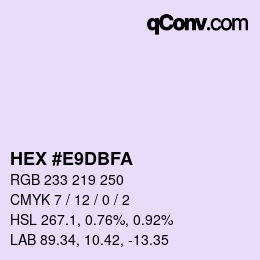 カラーコード: HEX #E9DBFA | qconv.com