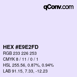 Color code: HEX #E9E2FD | qconv.com