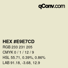 カラーコード: HEX #E9E7CD | qconv.com