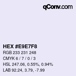 Color code: HEX #E9E7F8 | qconv.com
