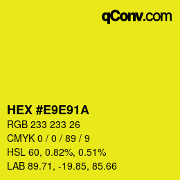 Color code: HEX #E9E91A | qconv.com