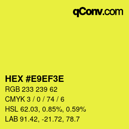 Color code: HEX #E9EF3E | qconv.com