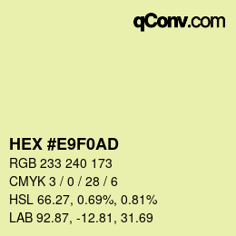 Color code: HEX #E9F0AD | qconv.com
