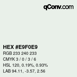 Color code: HEX #E9F0E9 | qconv.com