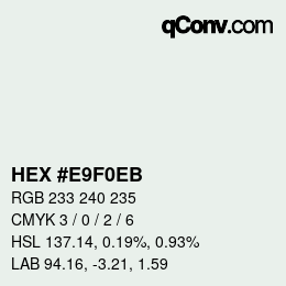 Color code: HEX #E9F0EB | qconv.com