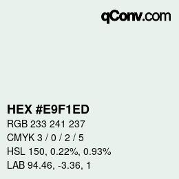 颜色代码: HEX #E9F1ED | qconv.com