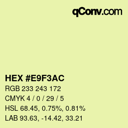 Color code: HEX #E9F3AC | qconv.com