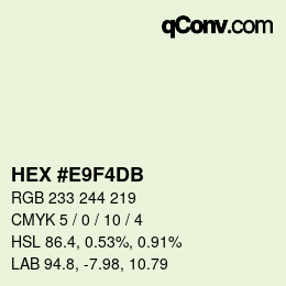 Color code: HEX #E9F4DB | qconv.com