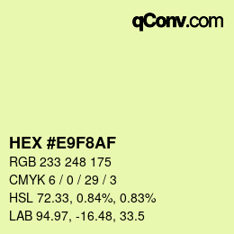 Color code: HEX #E9F8AF | qconv.com
