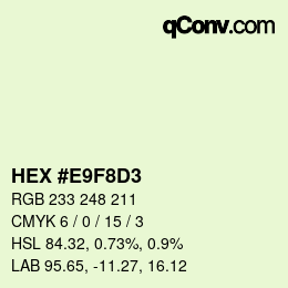 カラーコード: HEX #E9F8D3 | qconv.com