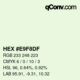 Color code: HEX #E9F8DF | qconv.com