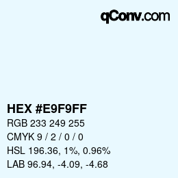 Color code: HEX #E9F9FF | qconv.com