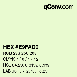 Color code: HEX #E9FAD0 | qconv.com