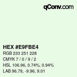 Color code: HEX #E9FBE4 | qconv.com