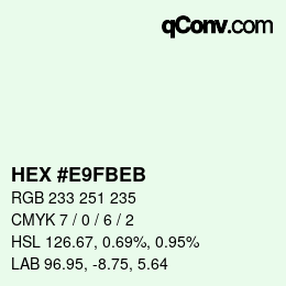 Color code: HEX #E9FBEB | qconv.com