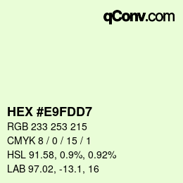 Color code: HEX #E9FDD7 | qconv.com