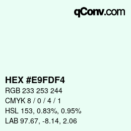 颜色代码: HEX #E9FDF4 | qconv.com