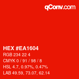 Color code: HEX #EA1604 | qconv.com