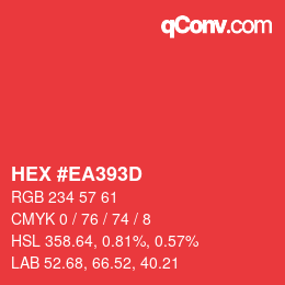 颜色代码: HEX #EA393D | qconv.com