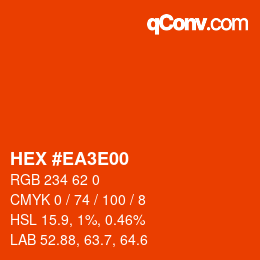 Color code: HEX #EA3E00 | qconv.com