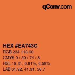Código de color: HEX #EA743C | qconv.com