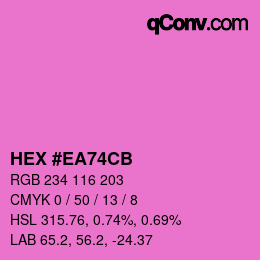カラーコード: HEX #EA74CB | qconv.com