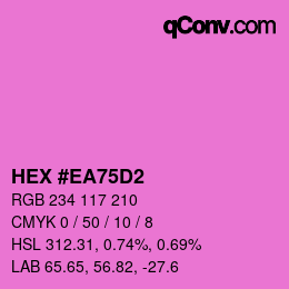 颜色代码: HEX #EA75D2 | qconv.com