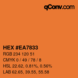 カラーコード: HEX #EA7833 | qconv.com