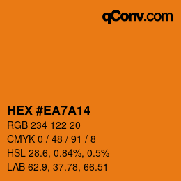 カラーコード: HEX #EA7A14 | qconv.com