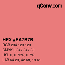 颜色代码: HEX #EA7B7B | qconv.com