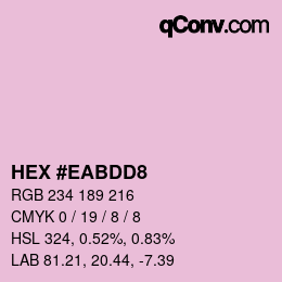 Color code: HEX #EABDD8 | qconv.com