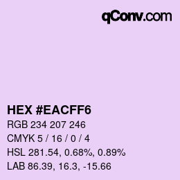 Color code: HEX #EACFF6 | qconv.com
