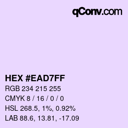Color code: HEX #EAD7FF | qconv.com