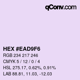 Color code: HEX #EAD9F6 | qconv.com