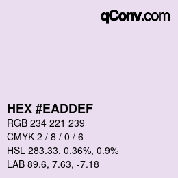 Farbcode: HEX #EADDEF | qconv.com
